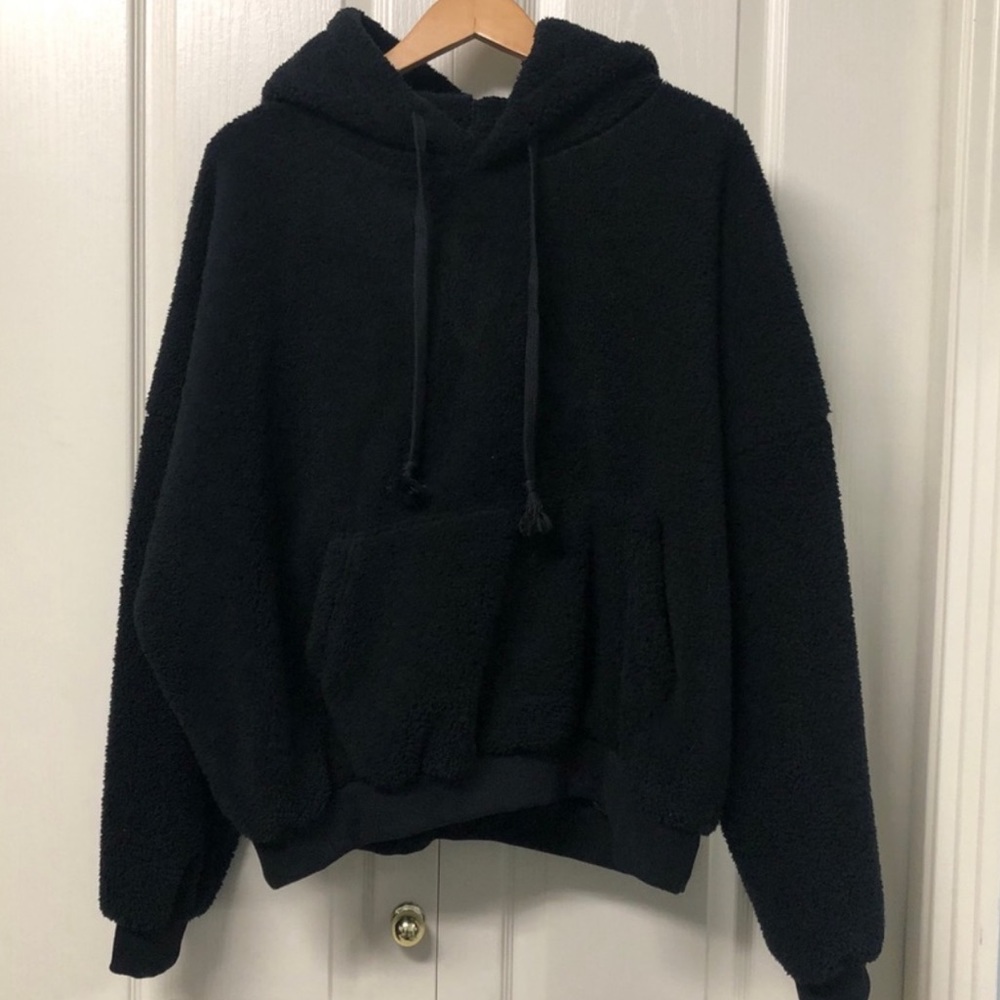 Oak + Fort black teddy Sherpa oversized hoodie